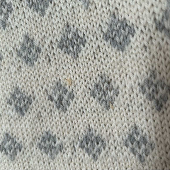 Vintage Norwegian Style Heavy Wool Knit Pullover Sweater Aprés-Ski Cream Grey M - Picture 12 of 12